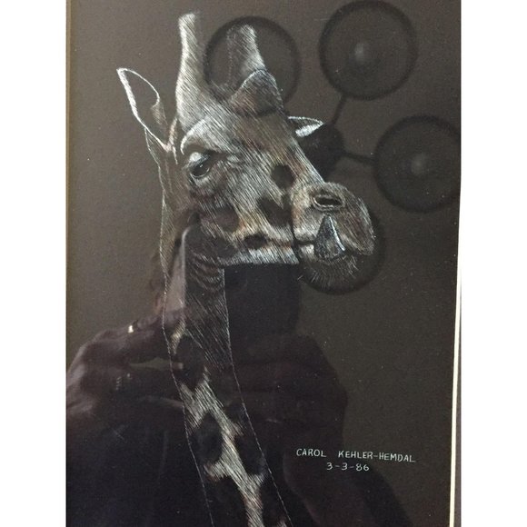 Giraffe Original Scratchboard Art by Carol Hemdal - Picture 2 of 9